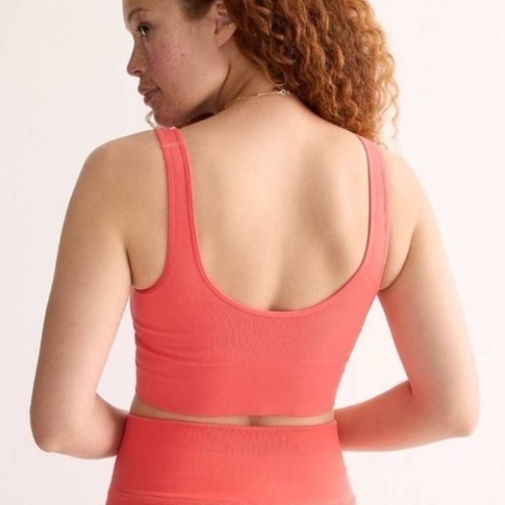 J. Crew SculptStretch Squareneck Longline Ribbed Sports Bra in Coral size XS - Picture 4 of 7